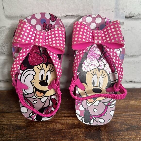 Minnie Mouse Flip Flops Summer Sandals Toddler 7 8 - Picture 2 of 4